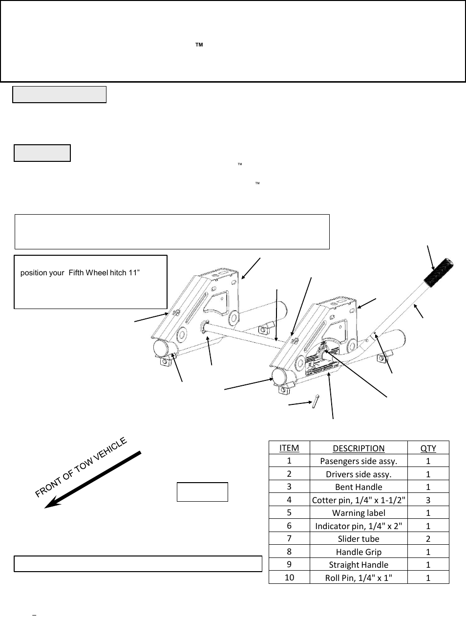 Reese 50024 TITAN ROUND TUBE SLIDER User Manual | 21 pages