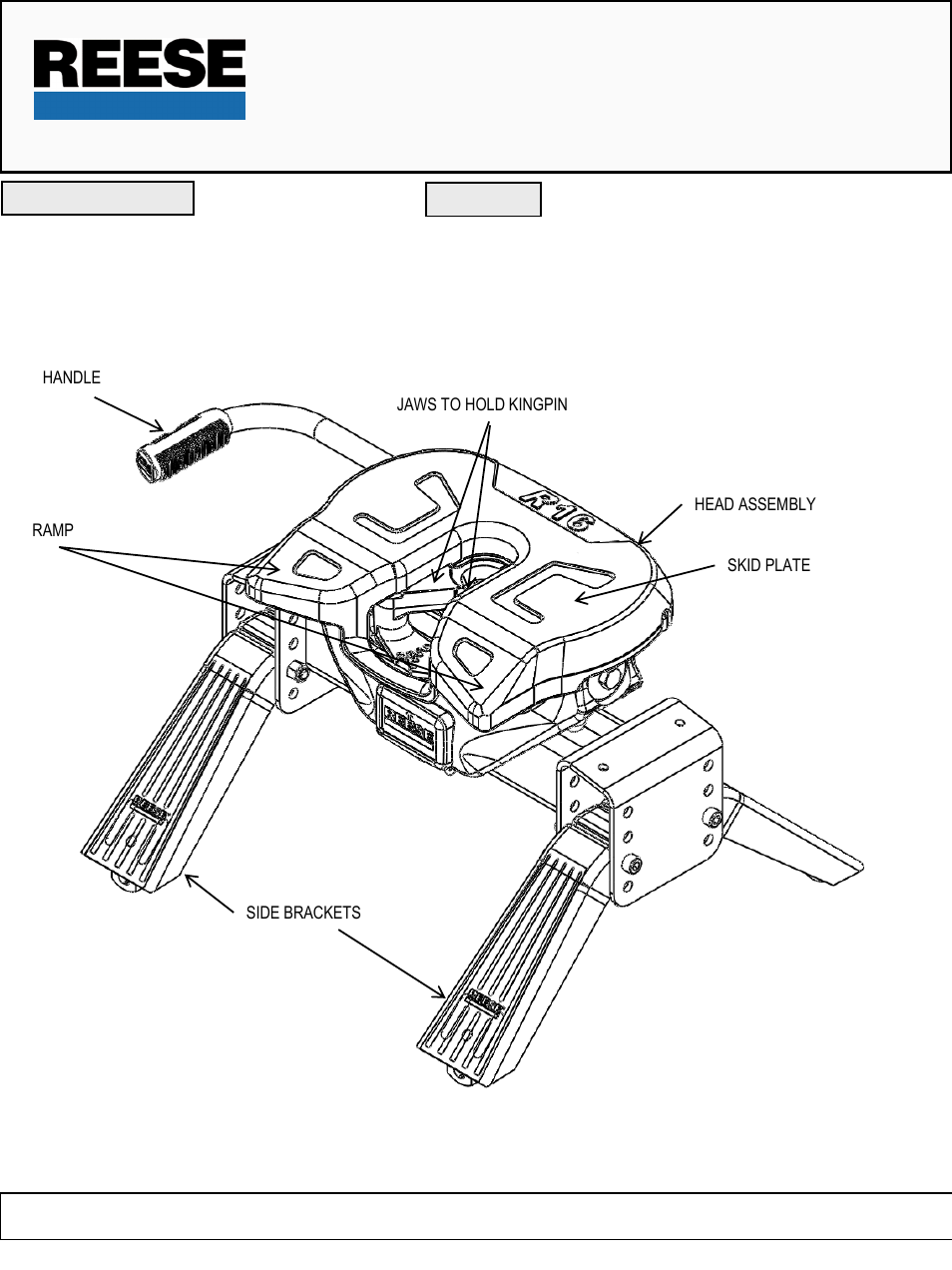 Reese 30866 TITAN 16K FIFTH WHEEL User Manual | 30 pages