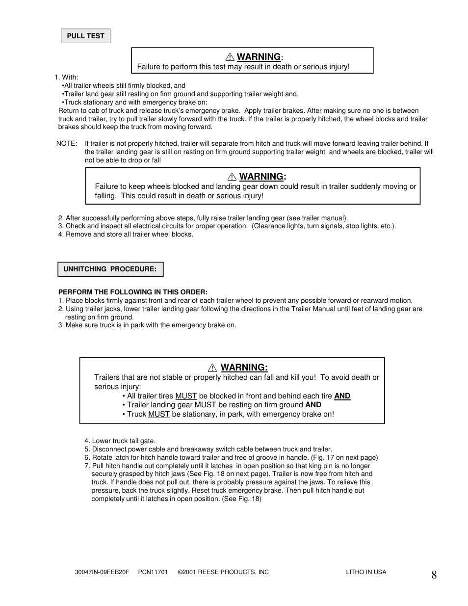 Reese 30047 16K FIFTH WHEEL User Manual | Page 8 / 10