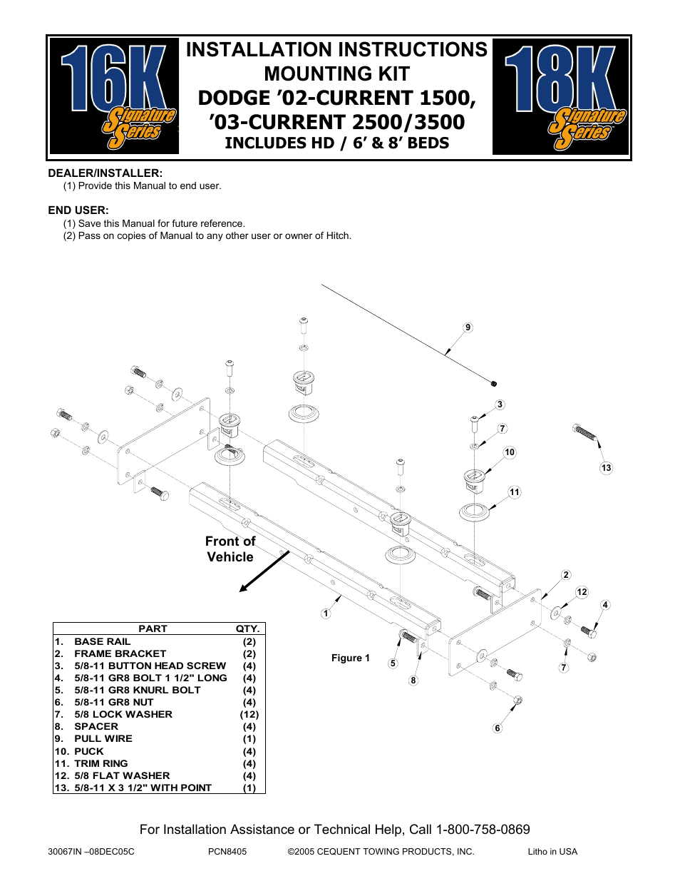 Reese 30067 RAIL KIT User Manual | 9 pages
