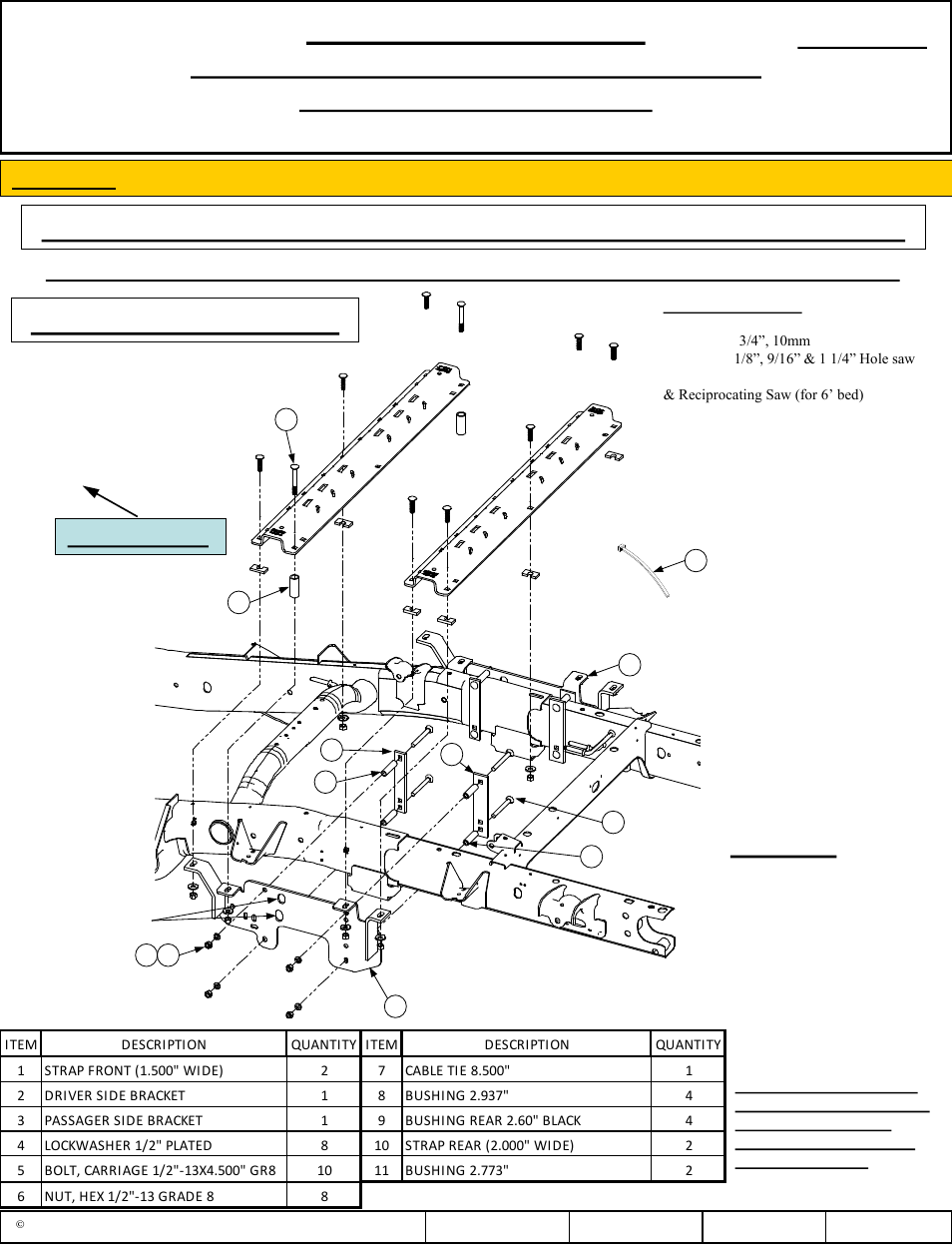 Reese 56011 OUTBOARD CUSTOM QUICK INSTALL KIT User Manual | 12 pages