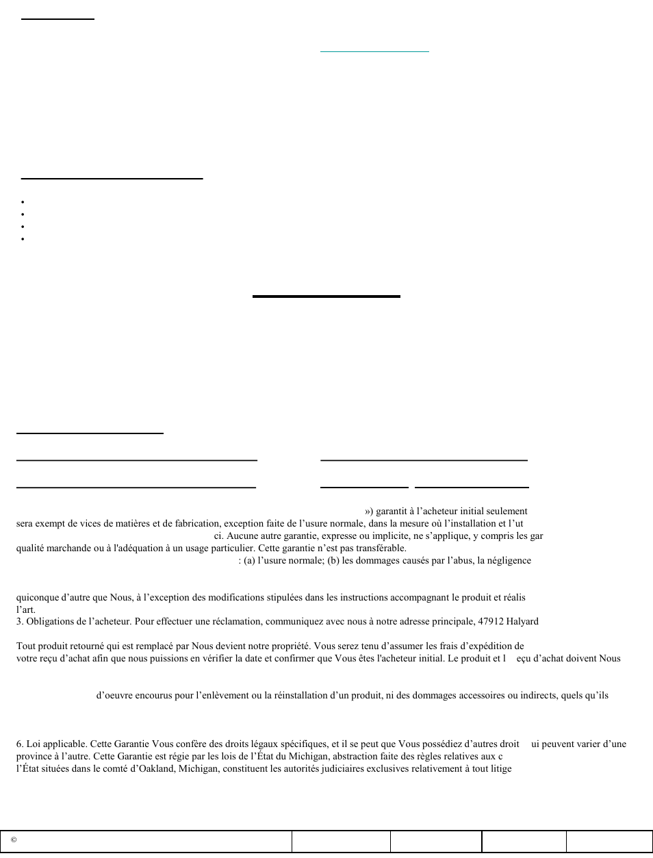 Remarques, Responsabilités du propriétaire | Reese 56011 OUTBOARD CUSTOM QUICK INSTALL KIT User Manual | Page 12 / 12