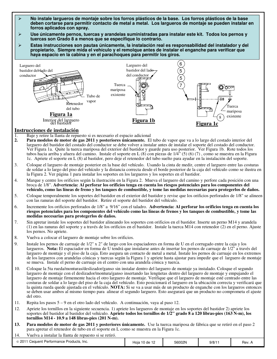 Reese 56002 OUTBOARD CUSTOM QUICK INSTALL KIT User Manual | Page 10 / 12