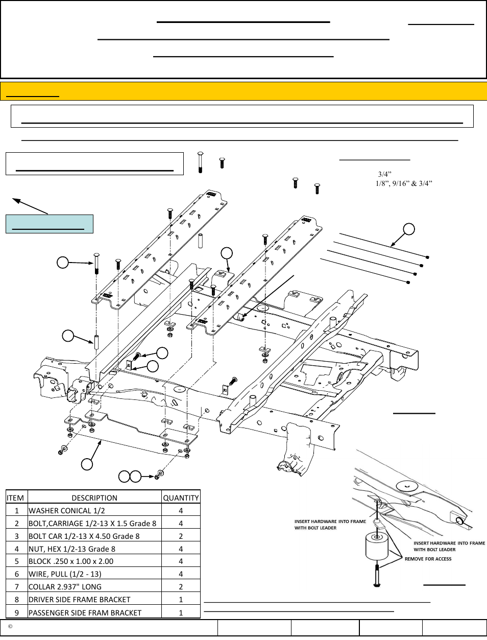 Reese 56006 OUTBOARD CUSTOM QUICK INSTALL KIT User Manual | 12 pages