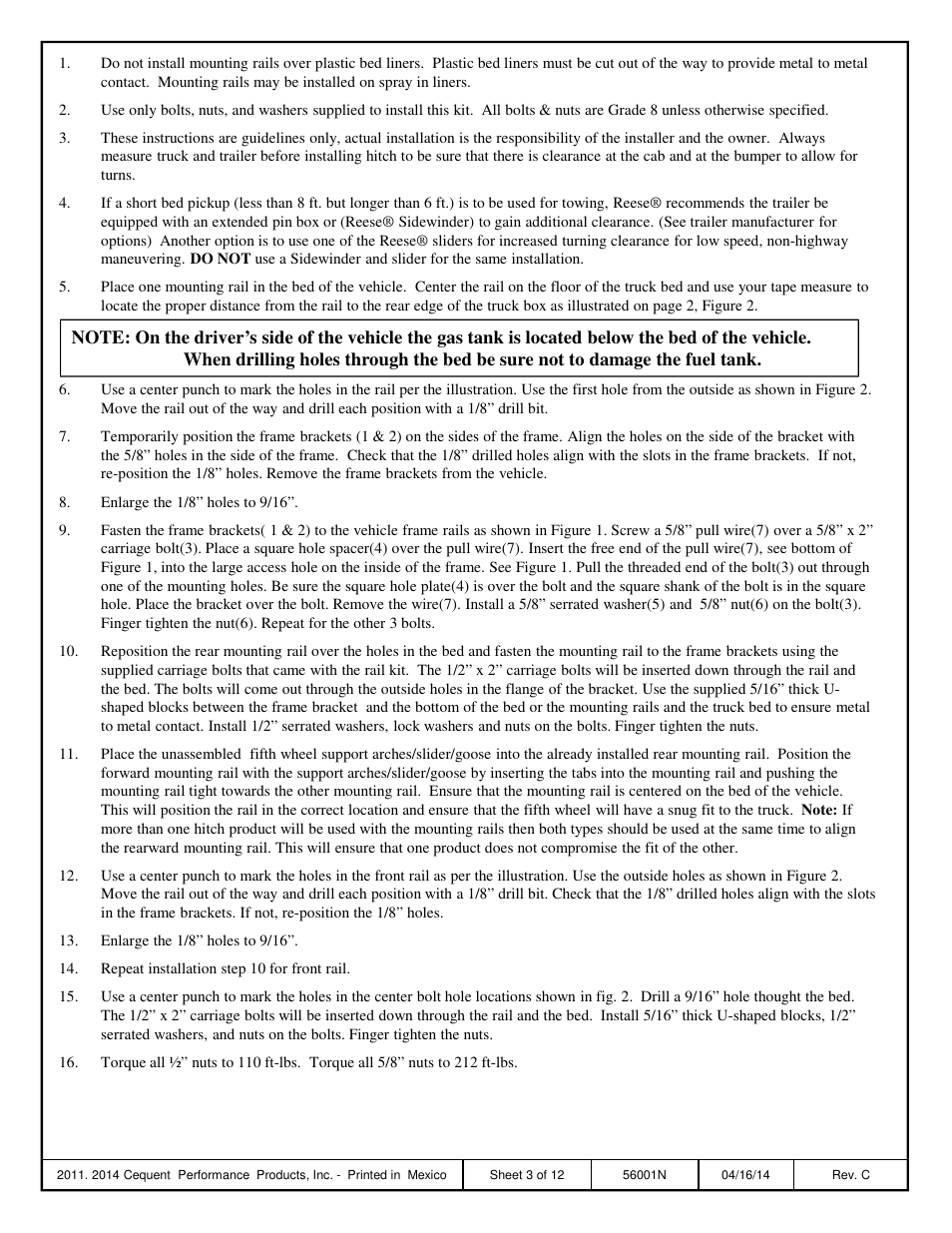 Reese 56001 OUTBOARD CUSTOM QUICK INSTALL KIT User Manual | Page 3 / 12