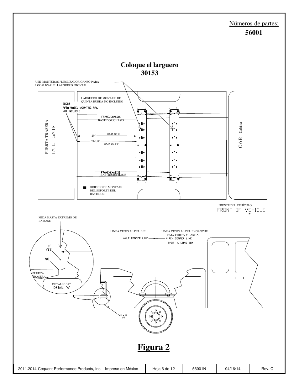 Figura 2, Números de partes | Reese 56001 OUTBOARD CUSTOM QUICK INSTALL KIT User Manual | Page 6 / 12