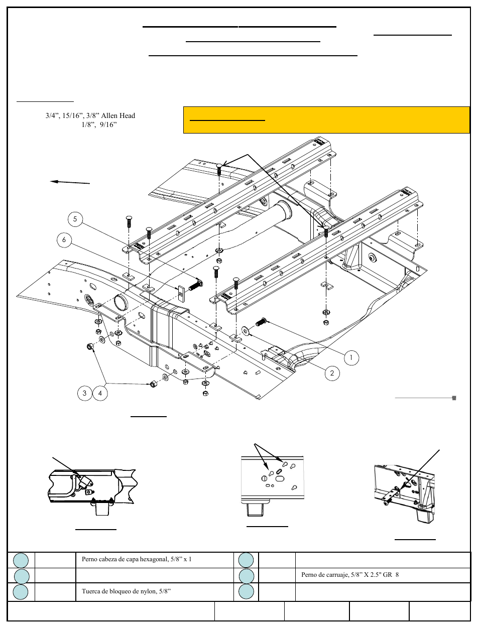 Instrucciones, De instalación, Kit de montaje para instalación rápida a la medida | Número de parte | Reese 56004 OUTBOARD CUSTOM QUICK INSTALL KIT User Manual | Page 5 / 12