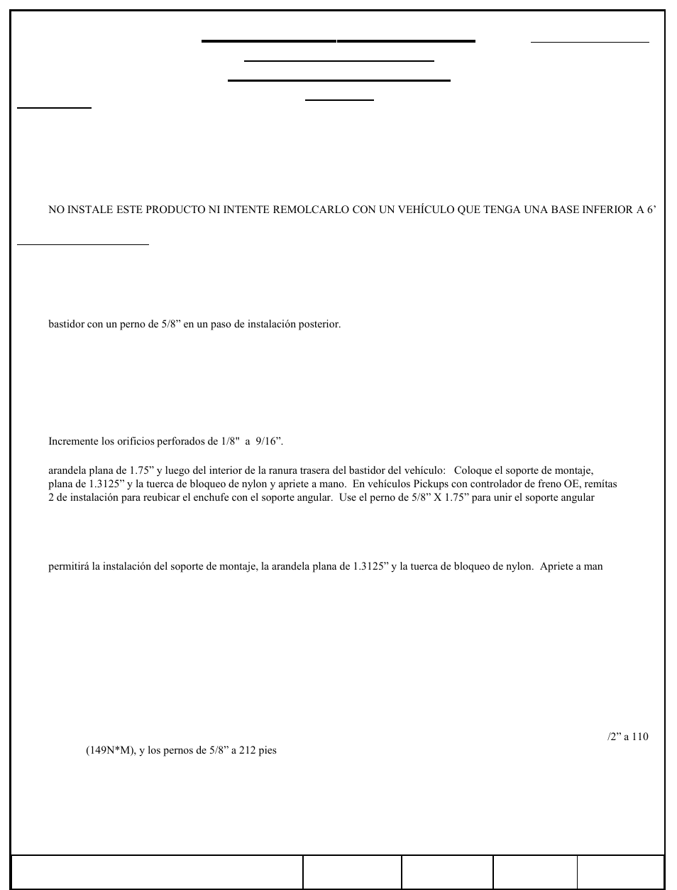 Instrucciones, De instalación, Números de partes | Reese 56004 OUTBOARD CUSTOM QUICK INSTALL KIT User Manual | Page 6 / 12