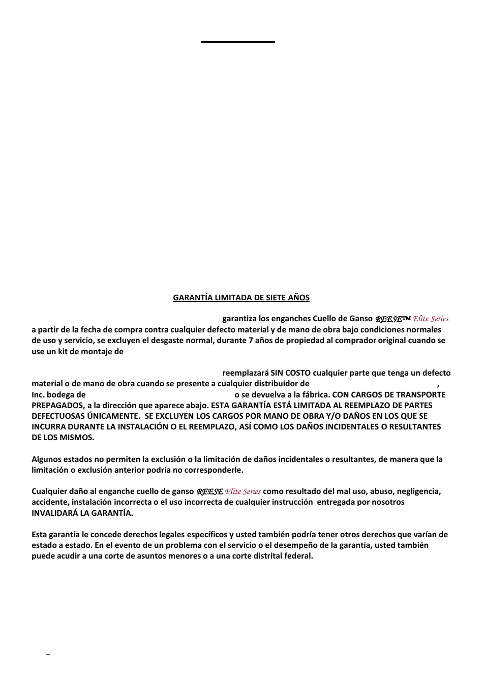 Notas | Reese 30138 ELITE UNDER-BED GOOSENECK HEAD User Manual | Page 24 / 24