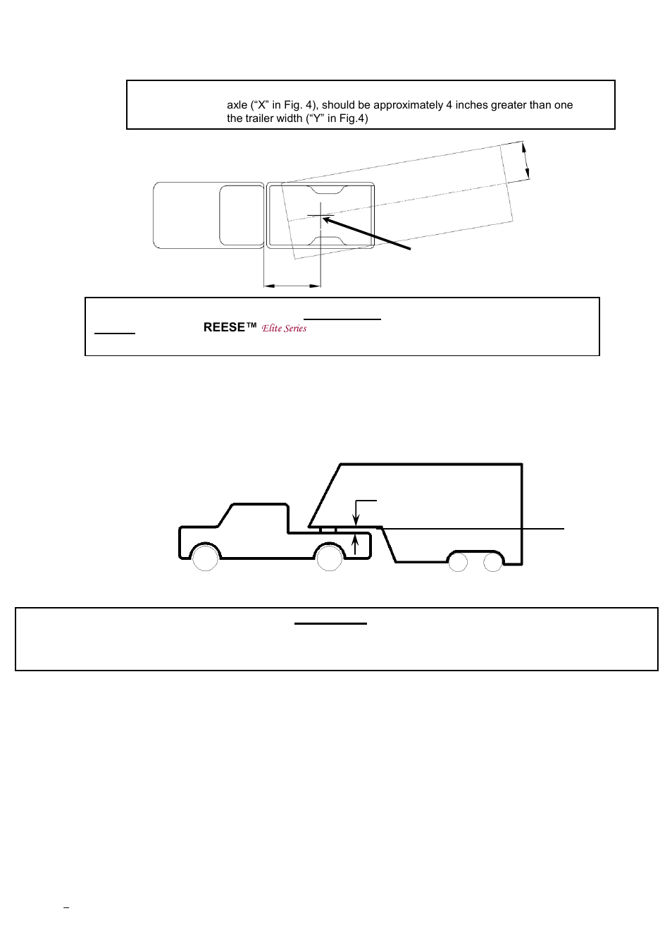 Fig. 4, Warning, Fig. 5 caution | Xy gooseneck hitch ball rv trailer truck | Reese 30138 ELITE UNDER-BED GOOSENECK HEAD User Manual | Page 3 / 24
