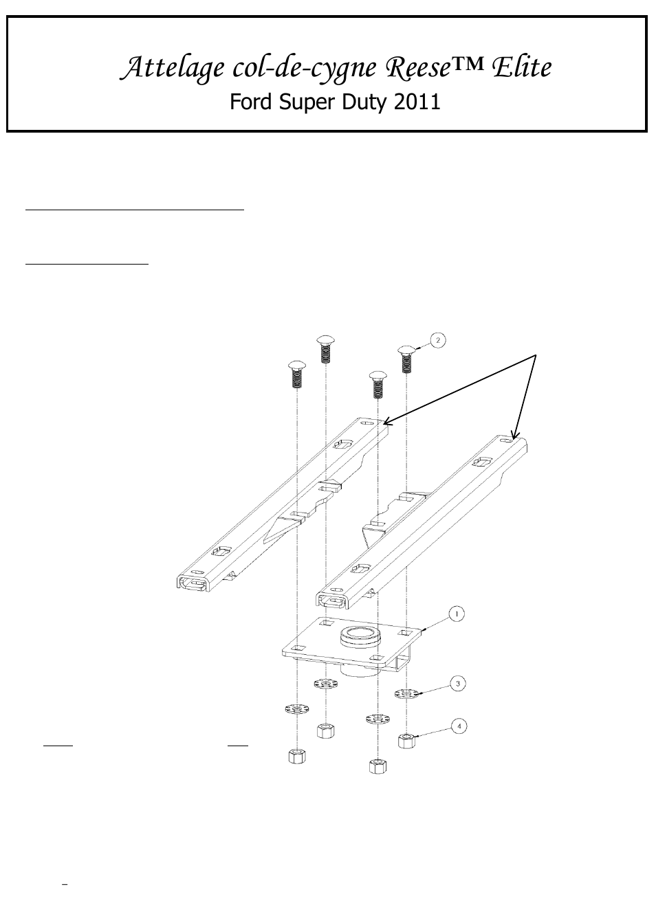 Attelage col-de-cygne reese™ elite, Instructions de montage, Ford super duty 2011 | Reese 30138 ELITE UNDER-BED GOOSENECK HEAD User Manual | Page 9 / 24