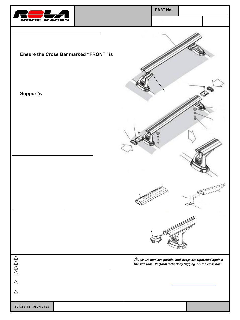 Pg 3 of 3, Fitting instructions | Reese 59773 ROOF RACK ACCESSORY User Manual | Page 3 / 3