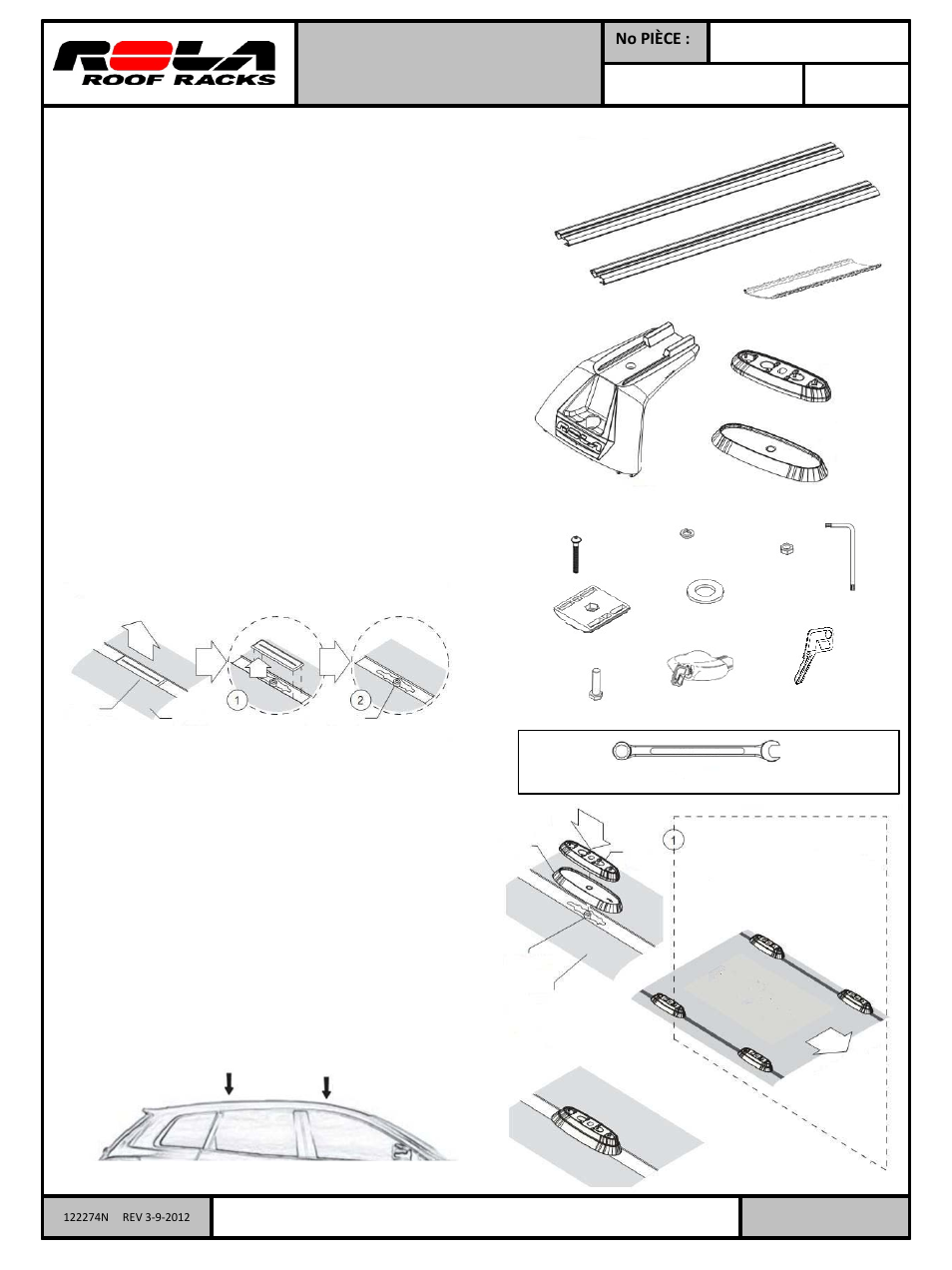 Slide number 5, Pg 1 de 2, Nomenclature des pièces | Reese 59715 ROOF RACK User Manual | Page 5 / 6