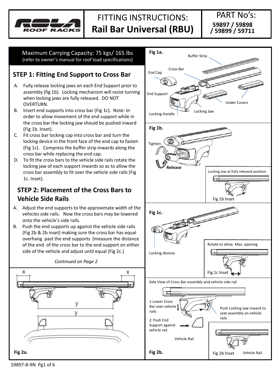Reese 59711 ROOF RACK User Manual | 6 pages