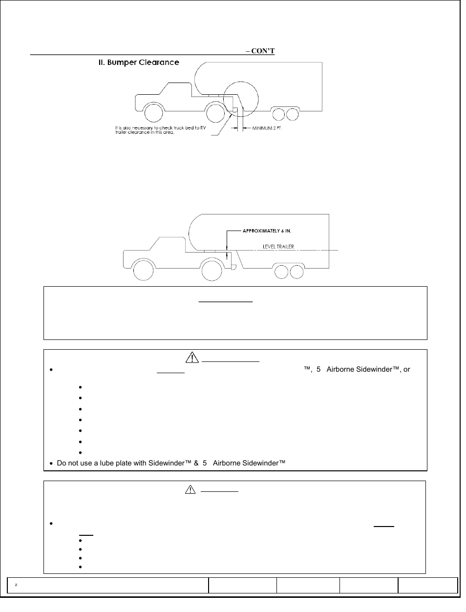 Installation instructions, Airborne sidewinder, Caution | Warning | Reese 5AS16K 5TH AIRBORNE SIDEWINDER User Manual | Page 3 / 13