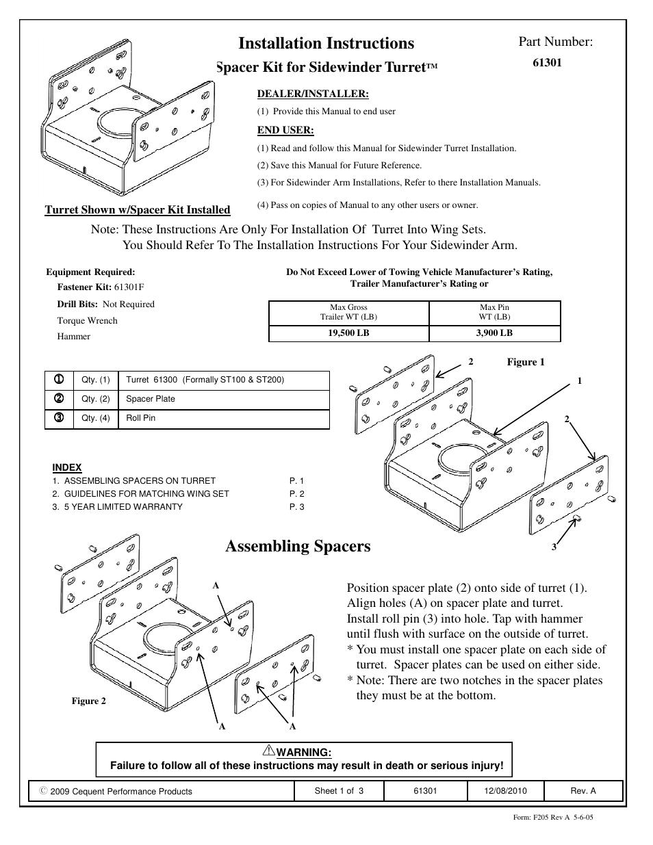 Reese 61301 SIDEWINDER User Manual | 3 pages