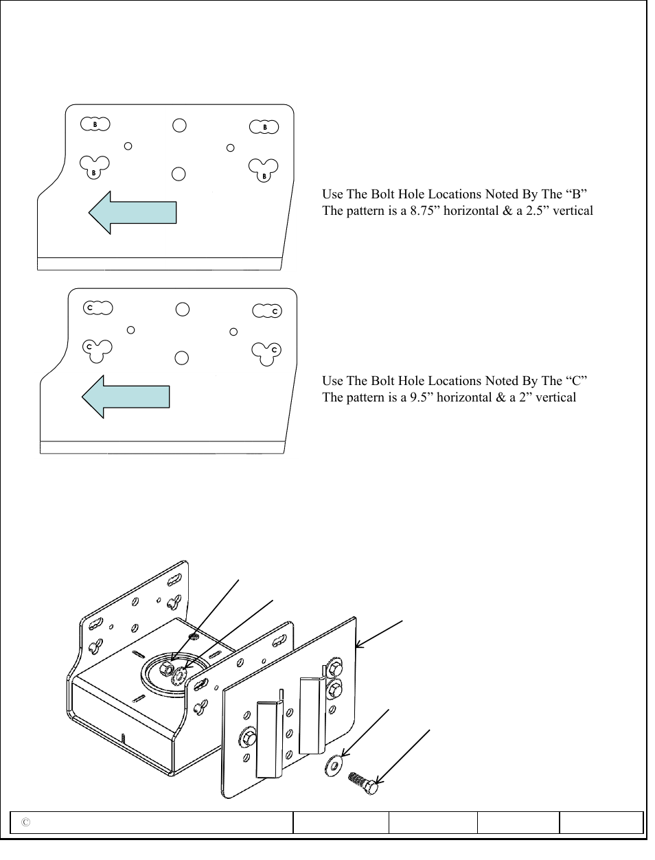 Installation instructions, Typical bolting, Matching wing sets | Sidewinder turret | Reese 61300 SIDEWINDER User Manual | Page 2 / 3