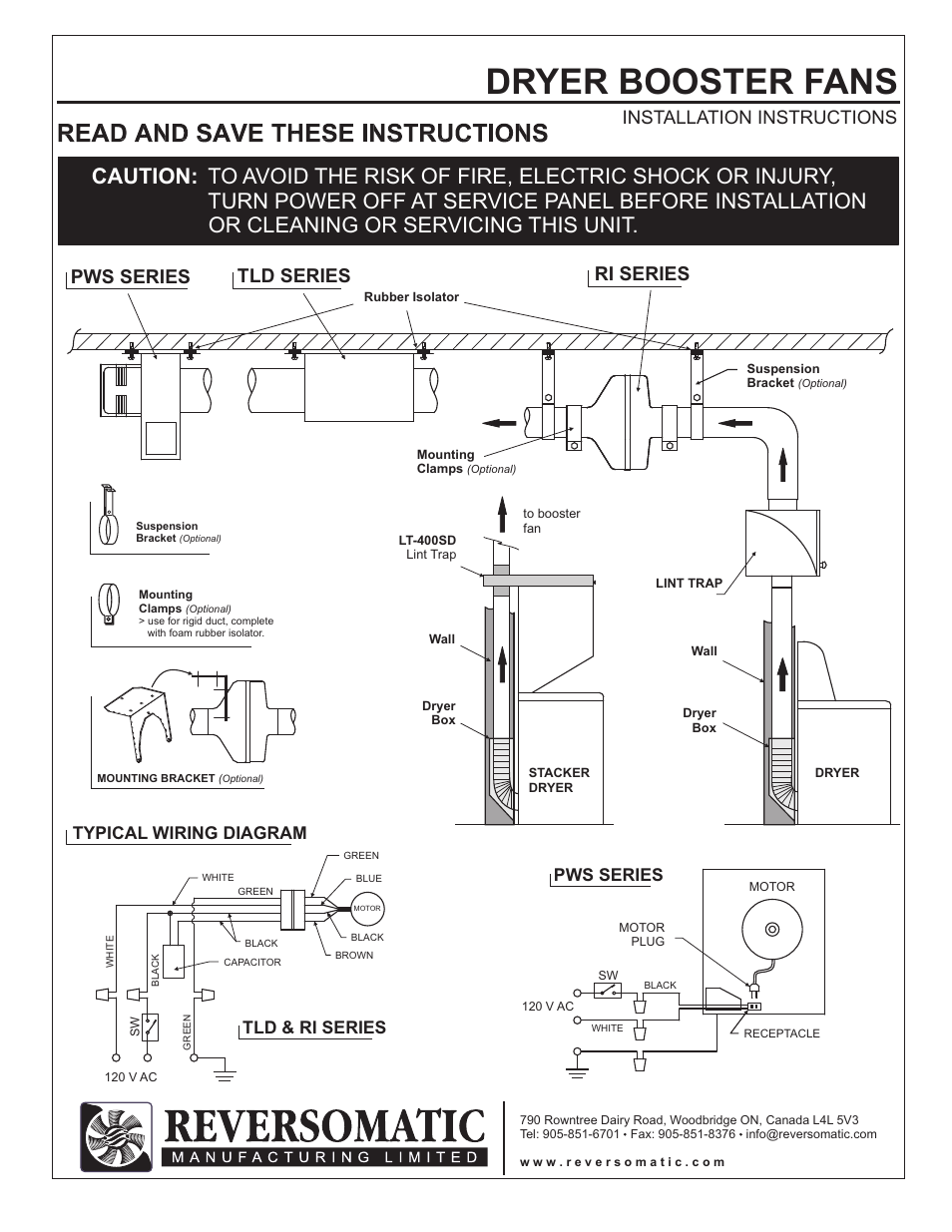Reversomatic RI 100, RI 150, RI 200, RI 250, RI 500, RI 700, RI 900, RI 1200 User Manual | 2 pages