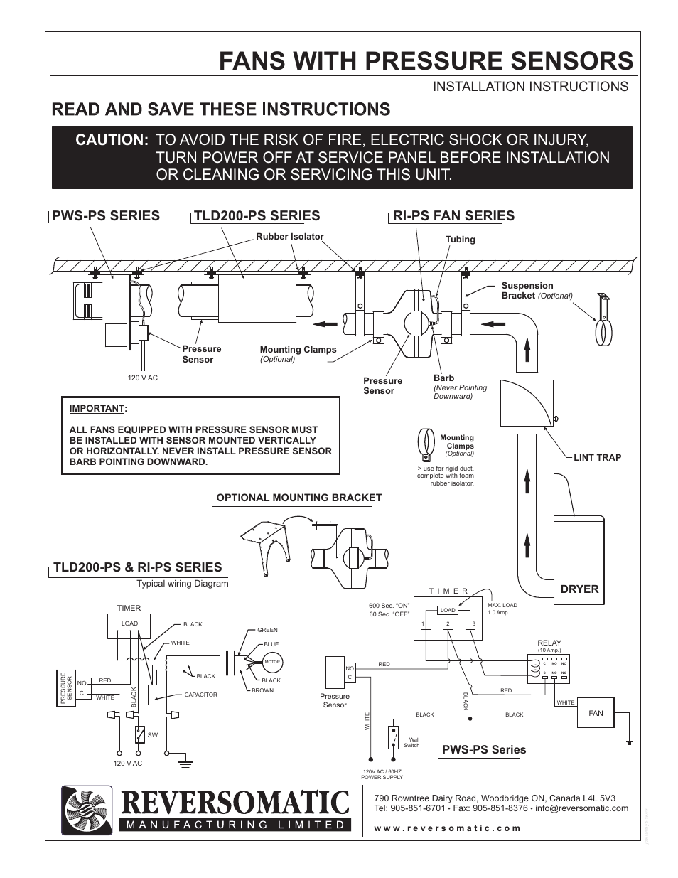 Reversomatic RI 150 PS, RI 200 PS, RI 250 PS User Manual | 4 pages