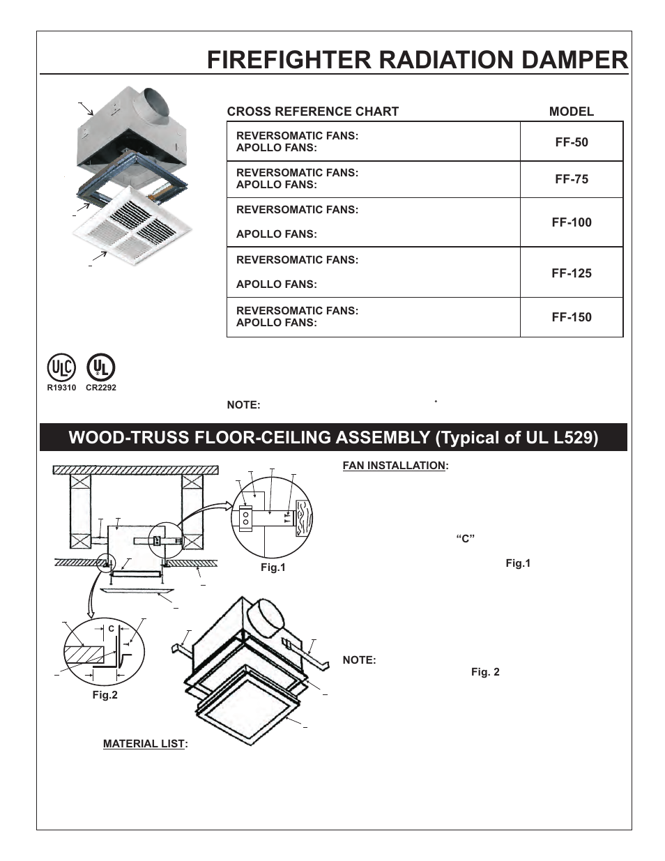 Reversomatic FF Series User Manual | 2 pages