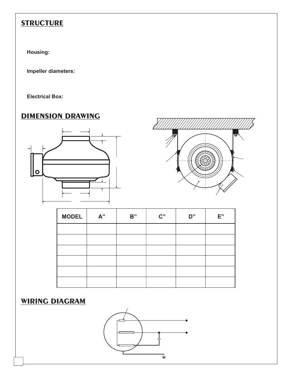 Structure, Dimension drawing, Wiring diagram | Reversomatic RI-150C, RI-200C, RI-250C, RI-500C, RI-700C, RI-900C User Manual | Page 2 / 4