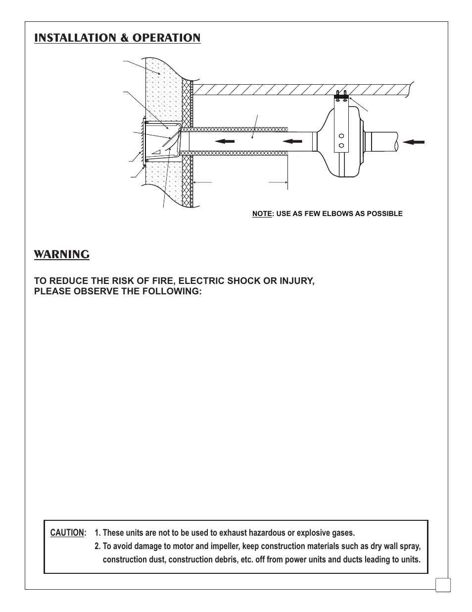Installation & operation, Warning | Reversomatic RI-150C, RI-200C, RI-250C, RI-500C, RI-700C, RI-900C User Manual | Page 3 / 4