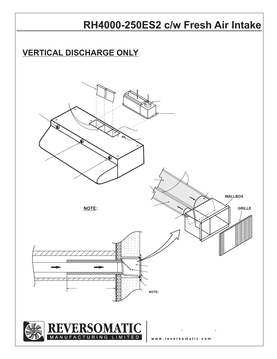 Vertical discharge only | Reversomatic 4000 250ES2 c-w Fresh Air Intake User Manual | Page 4 / 4