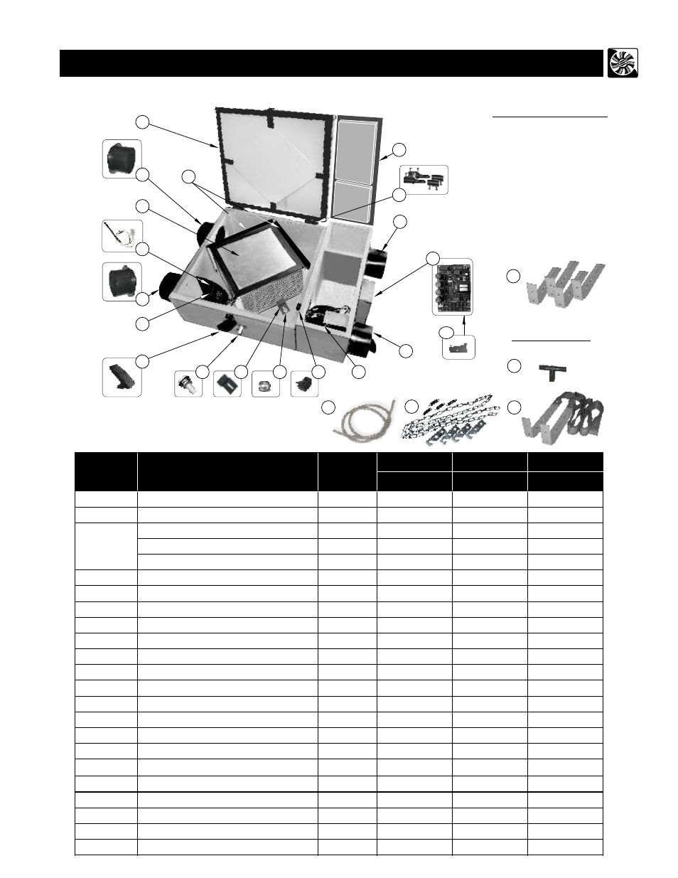 Superior series, Parts list, Rhrv-s100a | Rhrv-s100p, Rerv-s100 | Reversomatic Economy Series User Manual | Page 3 / 16