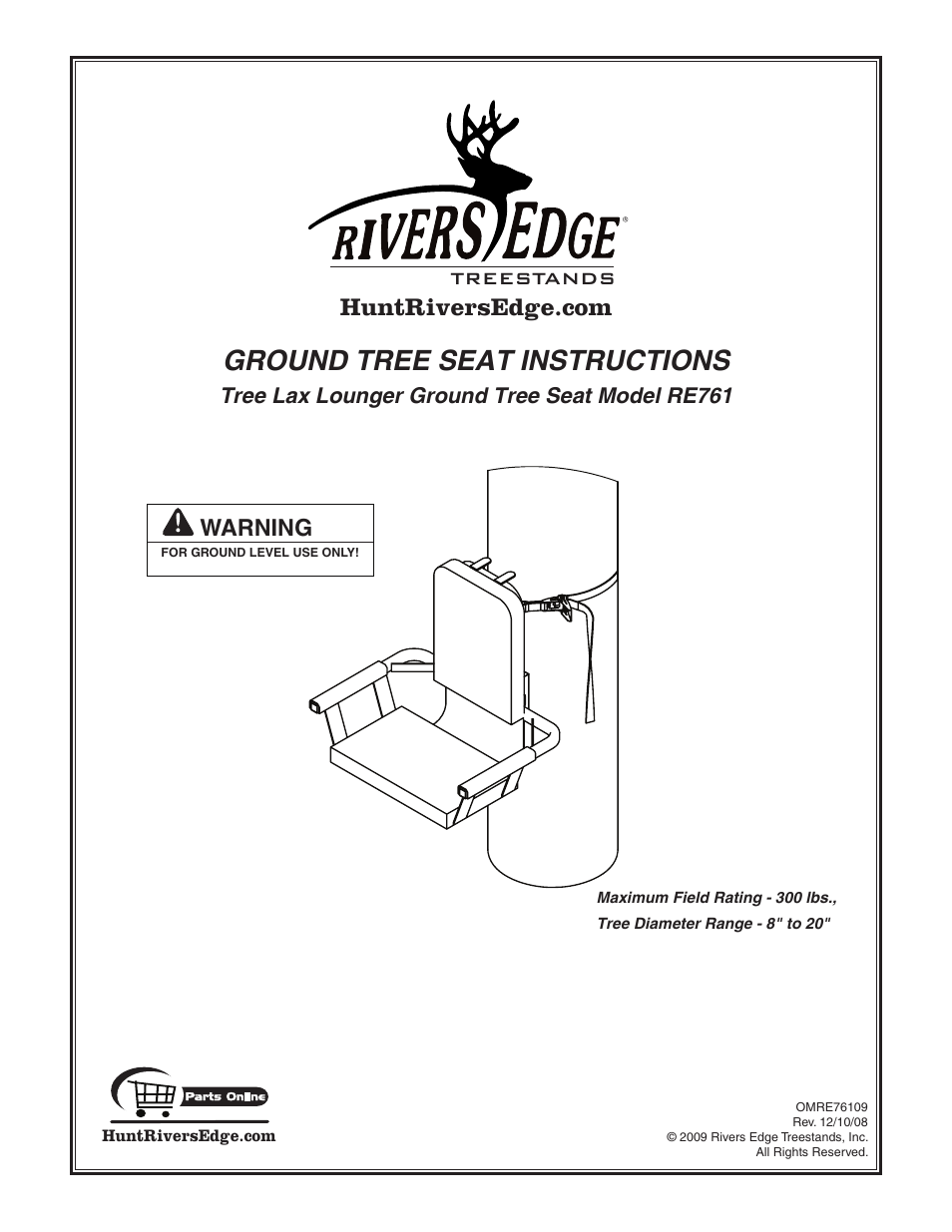 Rivers Edge RE761 TREE SEAT TREE LAX LOUNGER User Manual | 8 pages