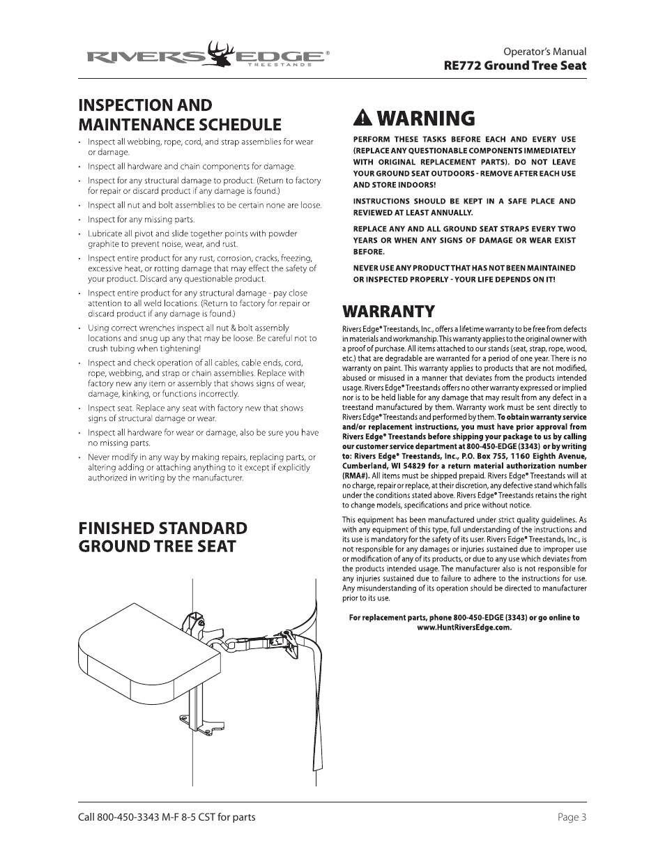 Rivers Edge RE772 STANDARD TREE SEAT User Manual | Page 3 / 4