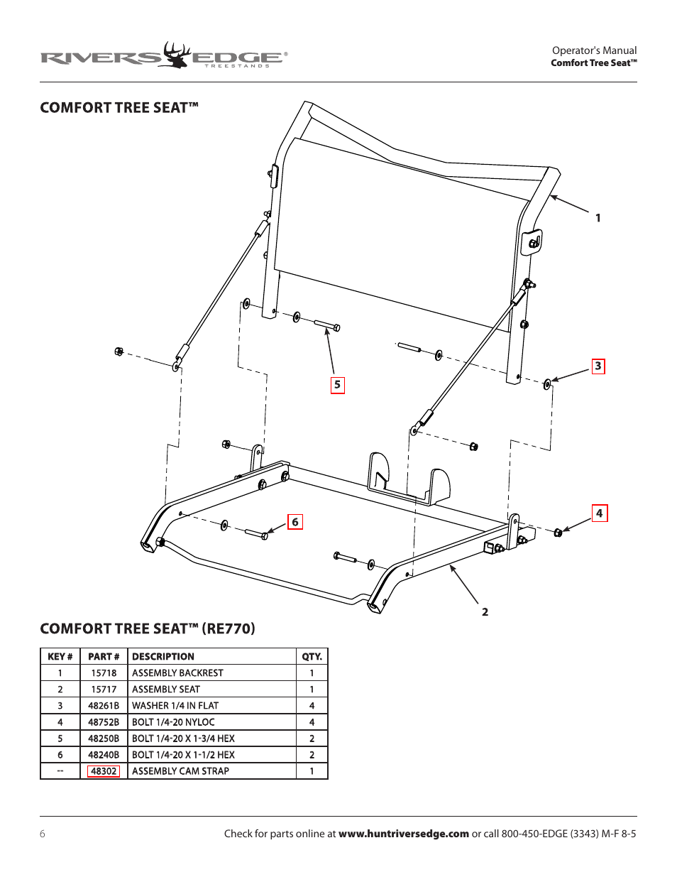 Rivers Edge RE770 COMFORT TREE SEAT User Manual | 1 page