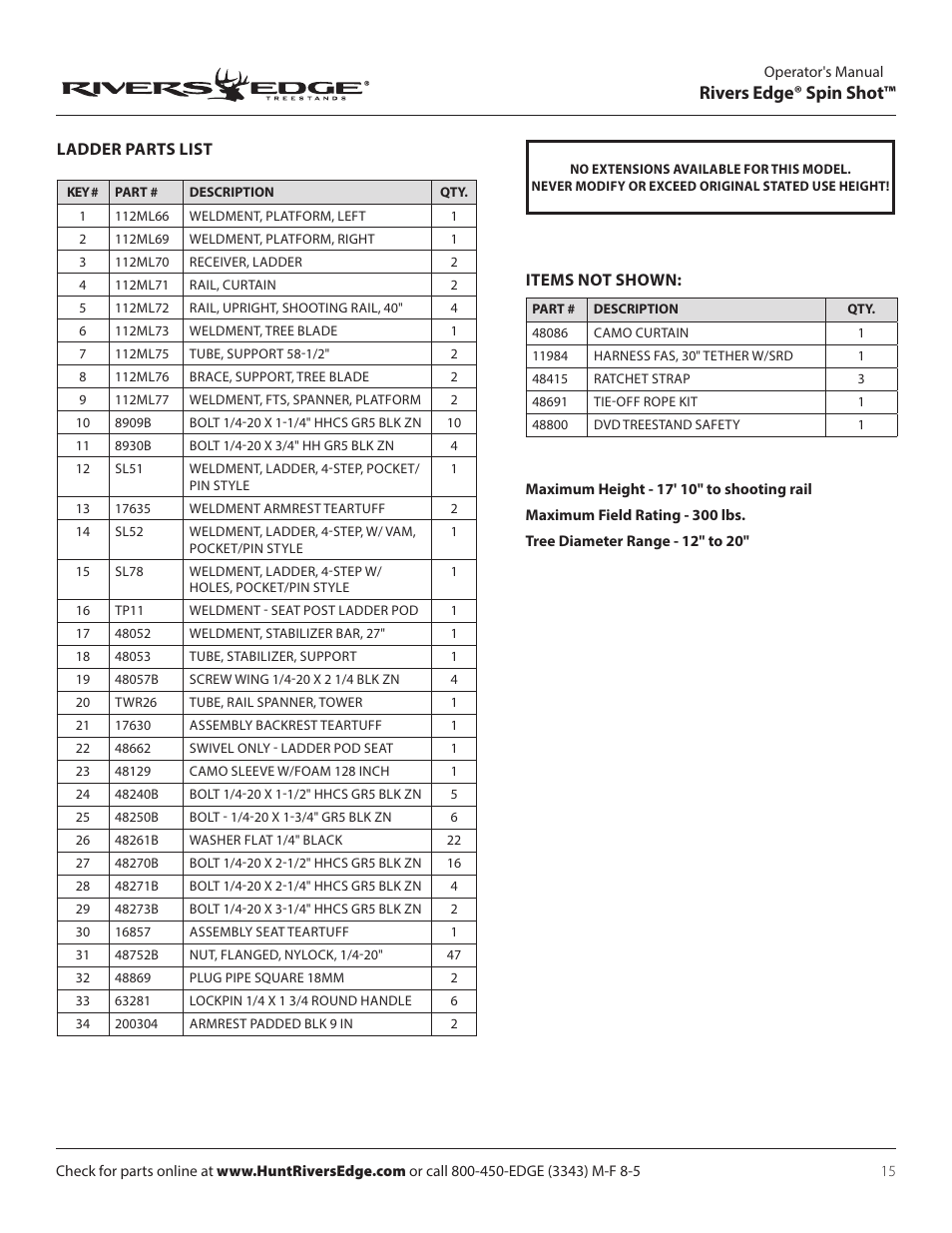 Rivers edge® spin shot | Rivers Edge RE637 Spin Shot User Manual | Page 15 / 16