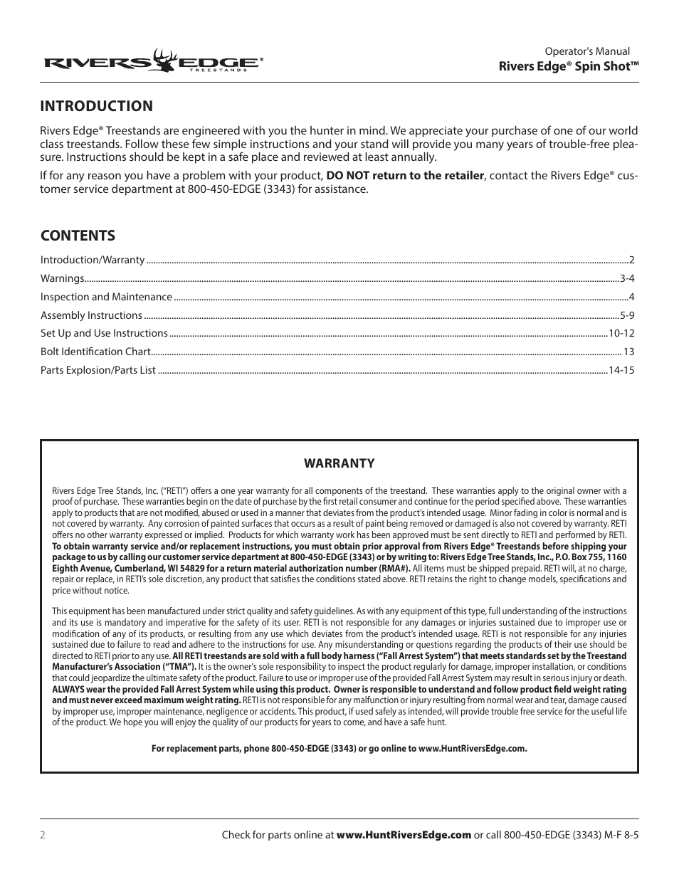 Rivers Edge RE637 Spin Shot User Manual | Page 2 / 16