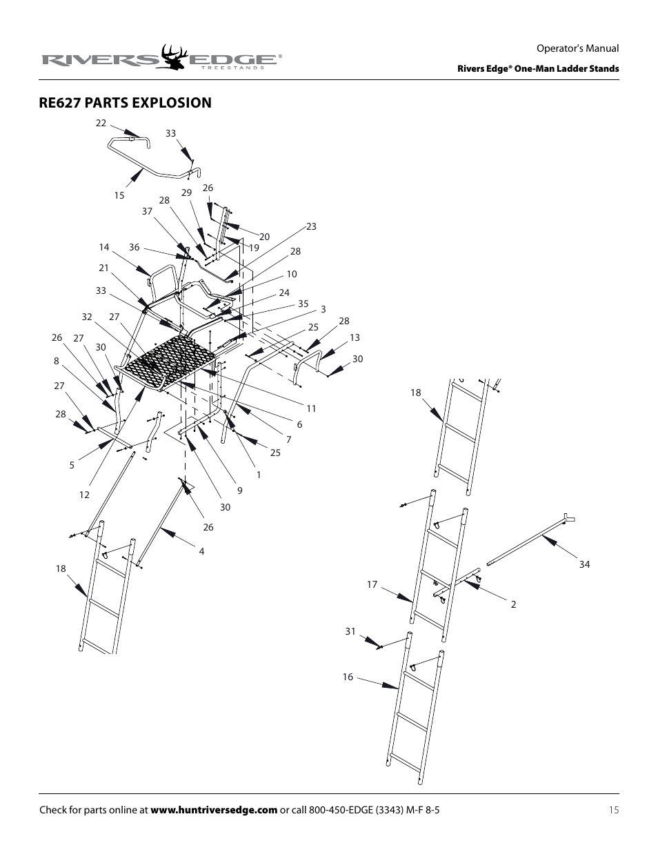 Re627 parts explosion | Rivers Edge RE627 Oasis User Manual | Page 15 / 40