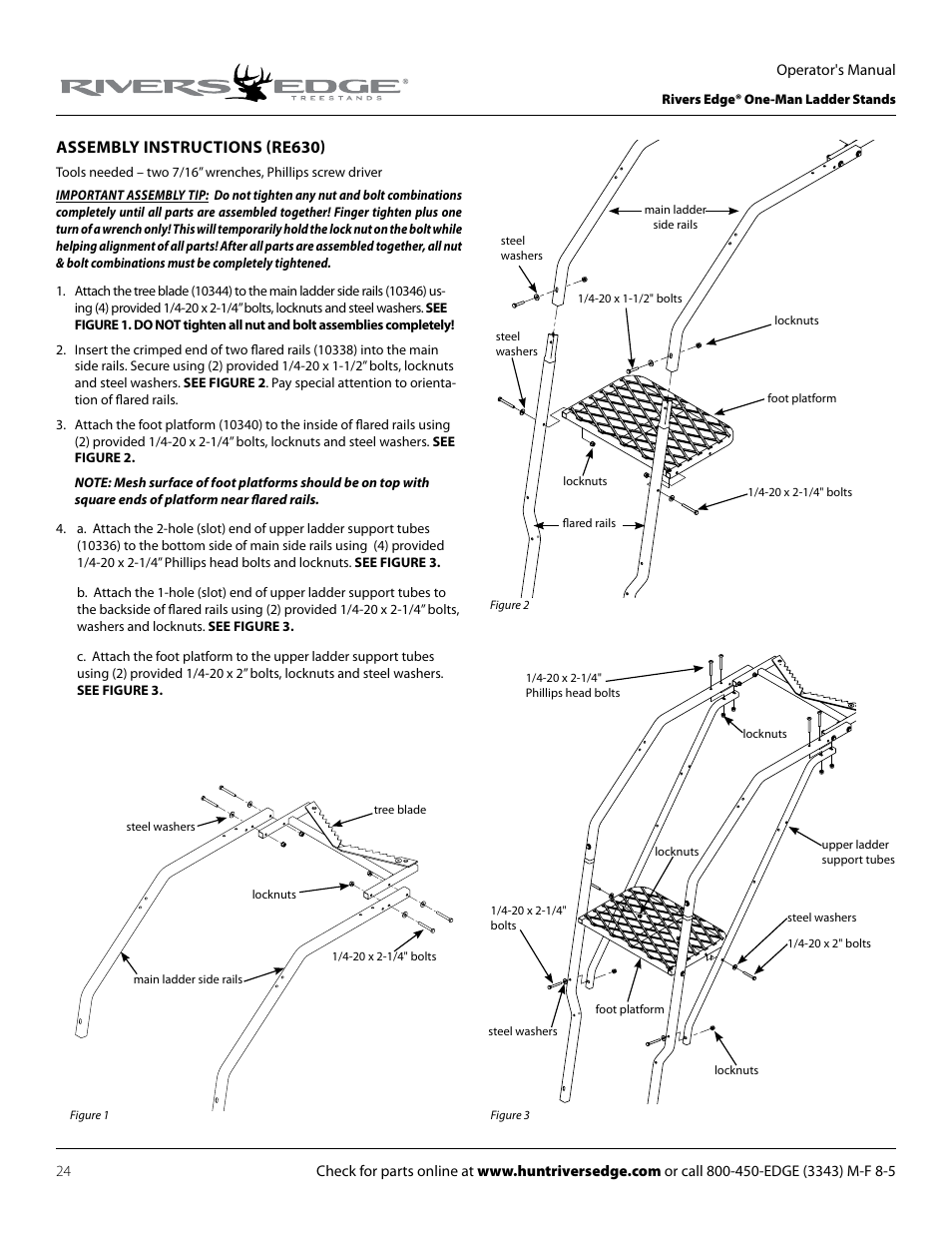 Assembly instructions (re630) | Rivers Edge RE627 Oasis User Manual | Page 24 / 40