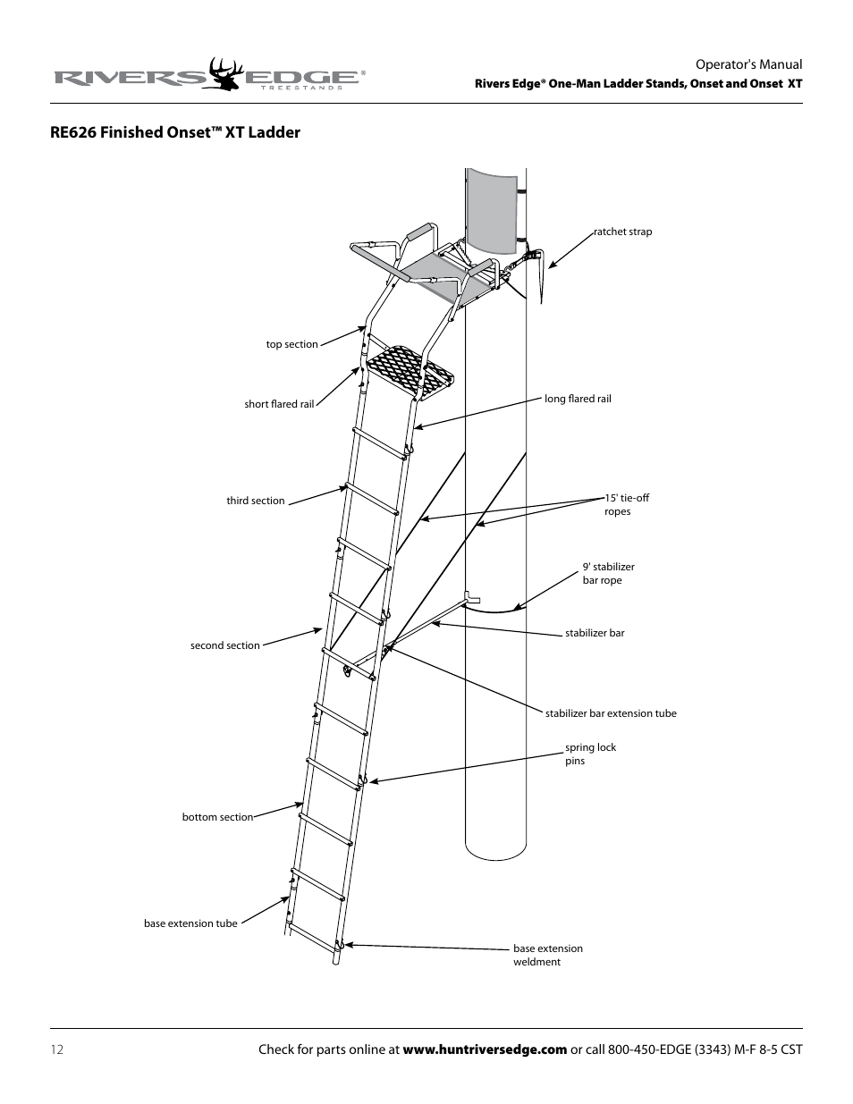 Re626 finished onset™ xt ladder | Rivers Edge RE625 Onset User Manual | Page 12 / 20