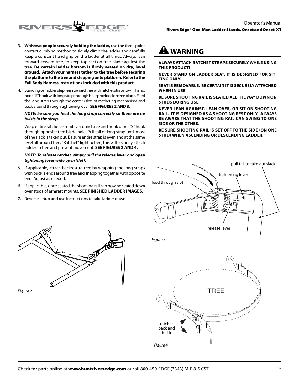 Warning, Tree | Rivers Edge RE625 Onset User Manual | Page 15 / 20