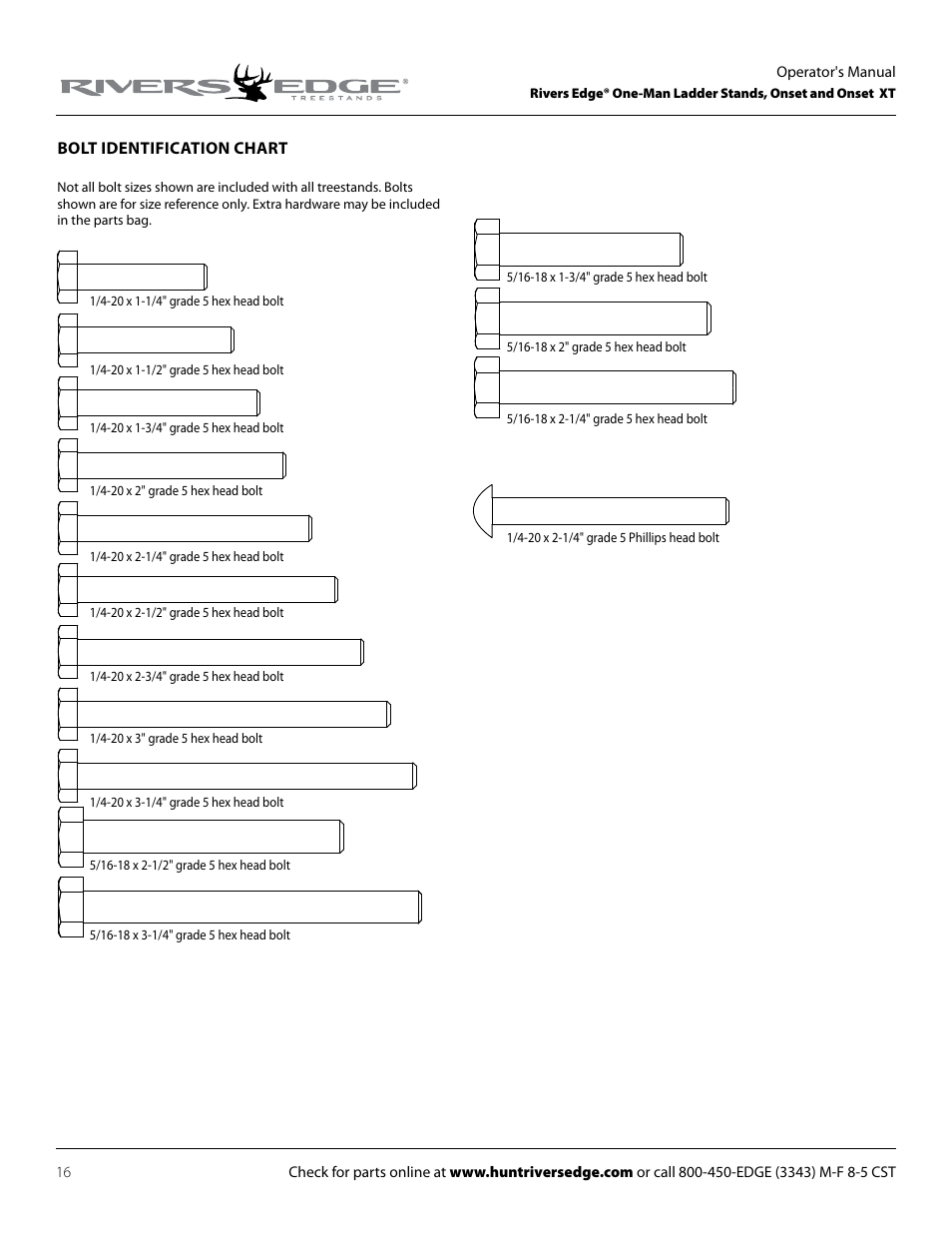 Rivers Edge RE625 Onset User Manual | Page 16 / 20