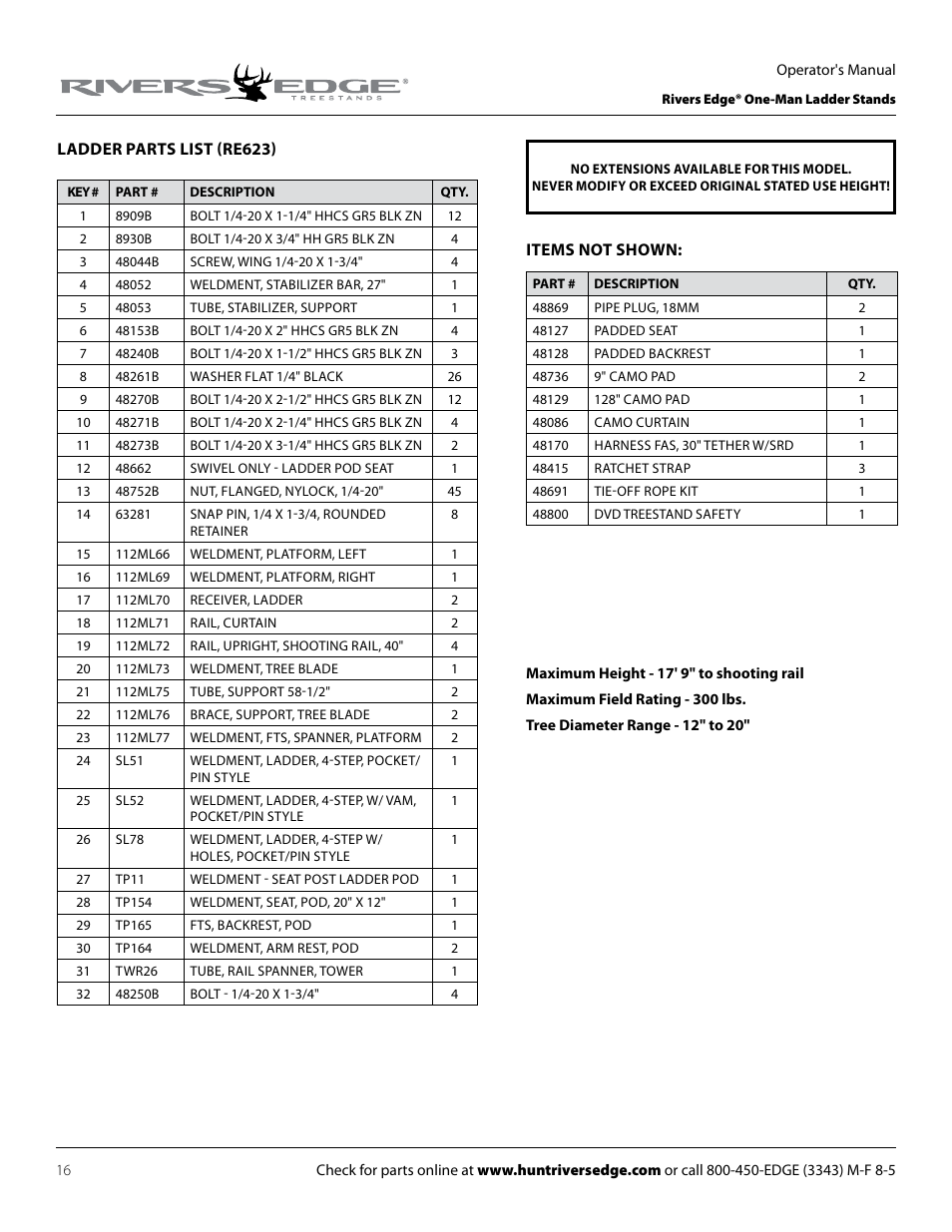 Rivers Edge RE607 22' Timbershot User Manual | Page 16 / 40
