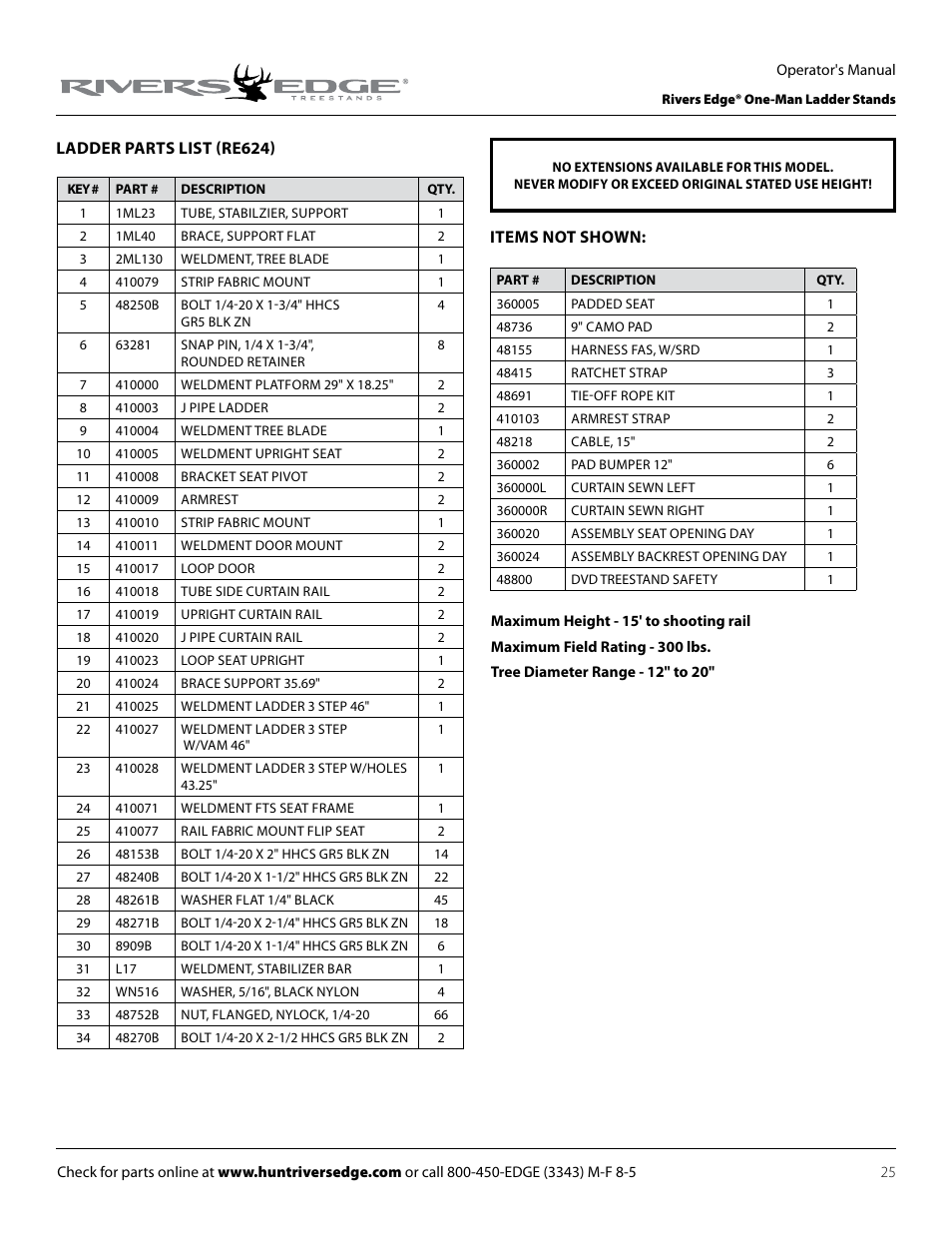 Rivers Edge RE607 22' Timbershot User Manual | Page 25 / 40