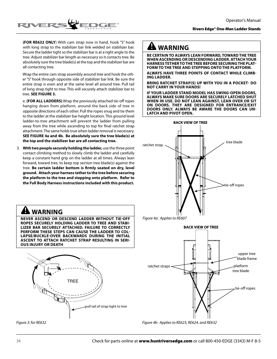 Warning | Rivers Edge RE607 22' Timbershot User Manual | Page 34 / 40