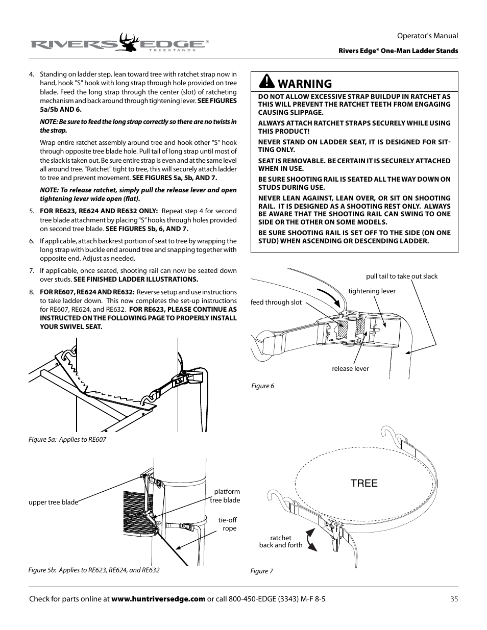 Warning, Tree | Rivers Edge RE607 22' Timbershot User Manual | Page 35 / 40