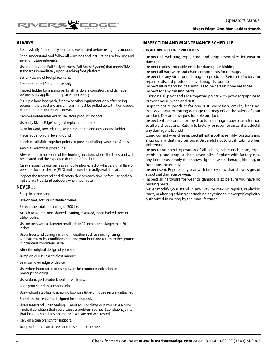 Rivers Edge RE607 22' Timbershot User Manual | Page 4 / 40