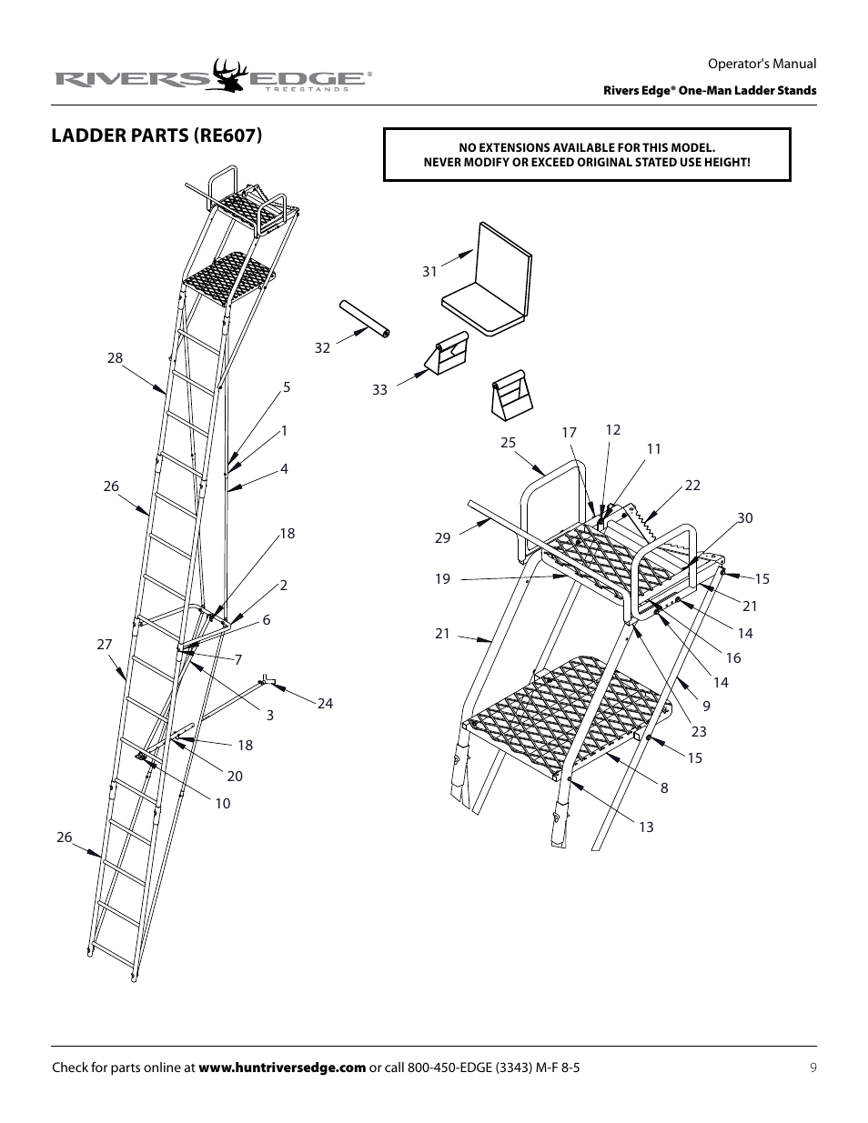 Ladder parts (re607) | Rivers Edge RE607 22' Timbershot User Manual | Page 9 / 40