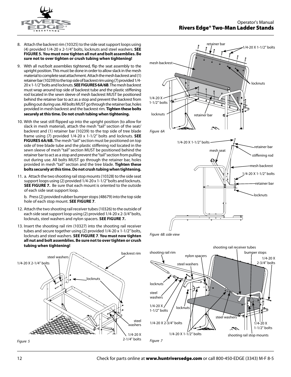 Rivers edge® two-man ladder stands | Rivers Edge RE634 2 MAN User Manual | Page 12 / 20