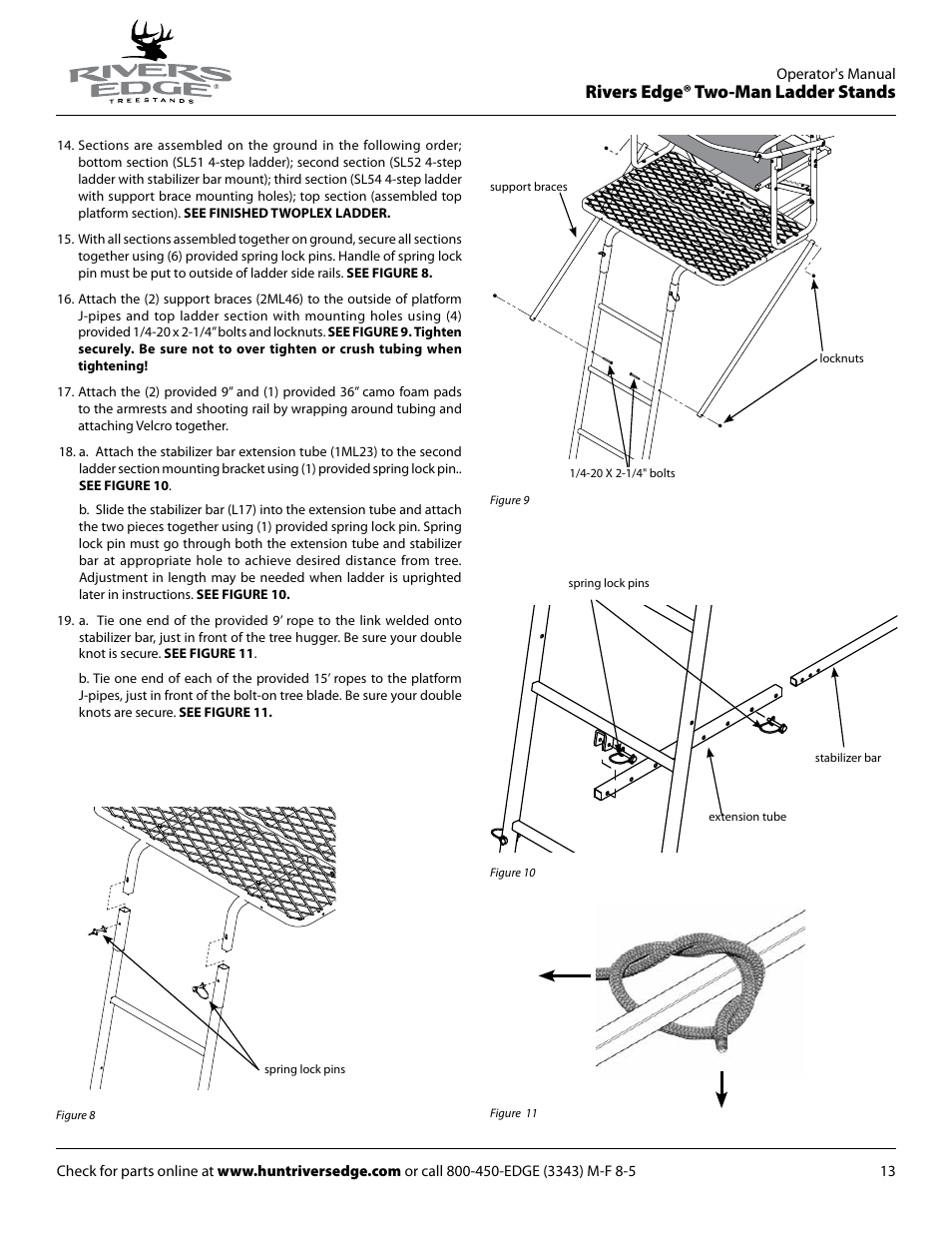 Rivers edge® two-man ladder stands | Rivers Edge RE634 2 MAN User Manual | Page 13 / 20