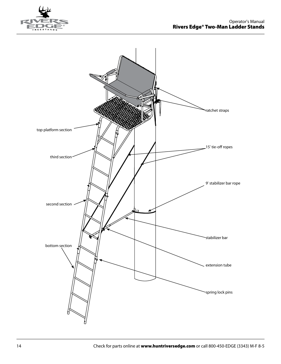 Rivers edge® two-man ladder stands | Rivers Edge RE634 2 MAN User Manual | Page 14 / 20