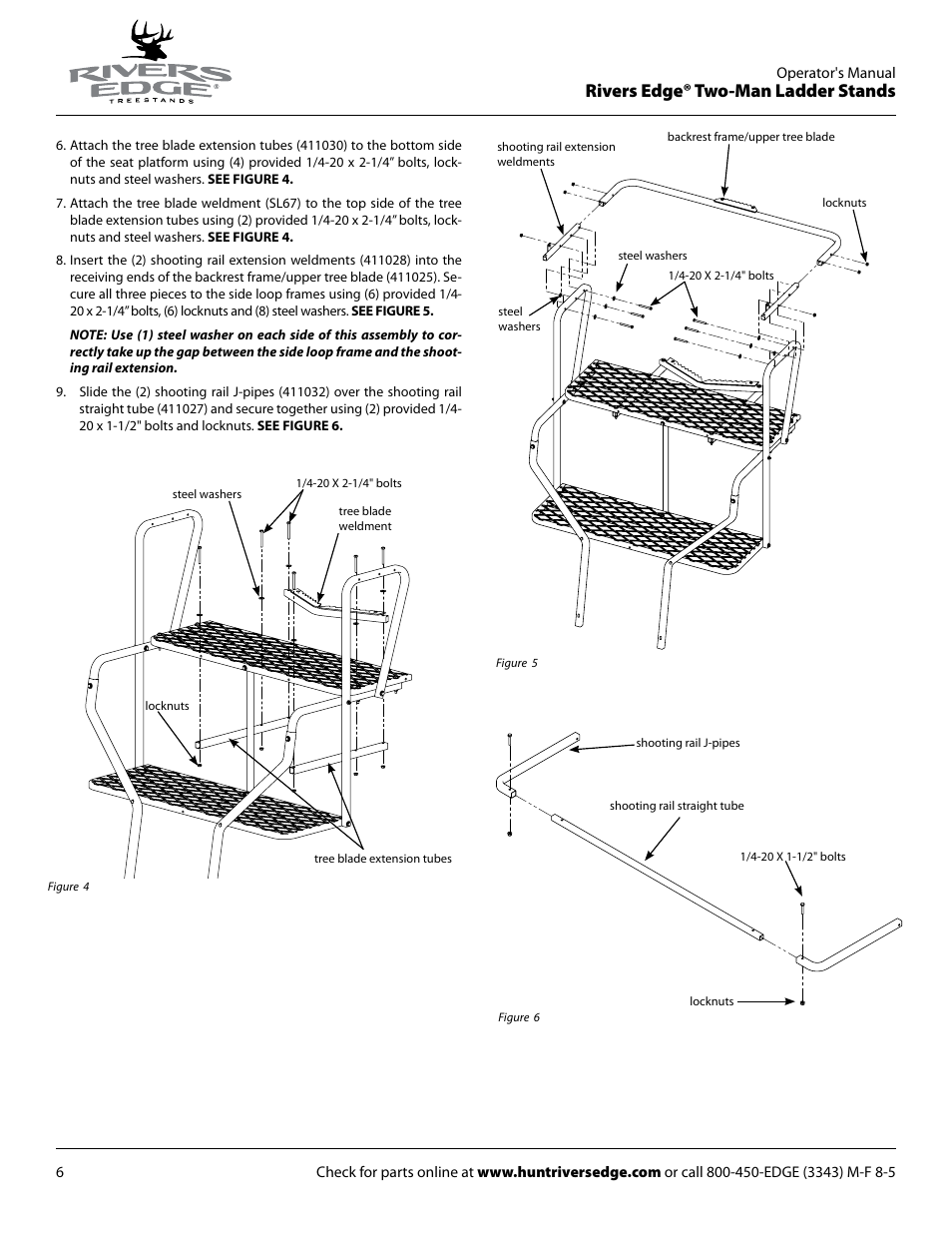 Rivers edge® two-man ladder stands | Rivers Edge RE634 2 MAN User Manual | Page 6 / 20