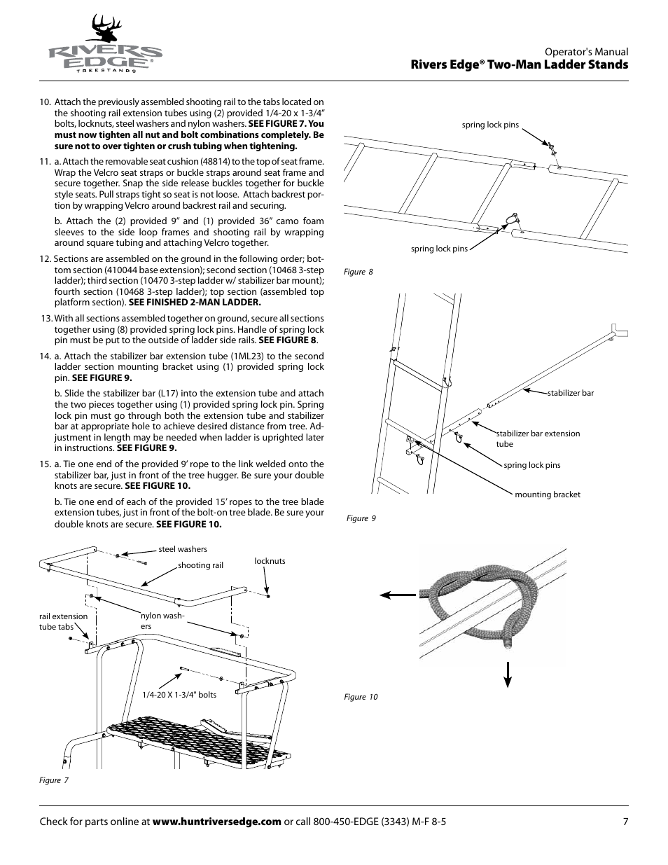 Rivers edge® two-man ladder stands | Rivers Edge RE634 2 MAN User Manual | Page 7 / 20