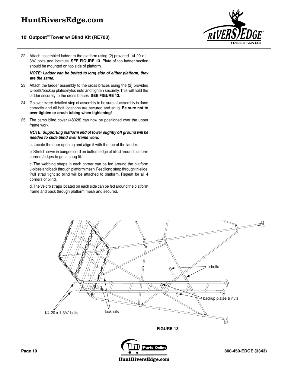 Rivers Edge RE703 Outpost User Manual | Page 10 / 20